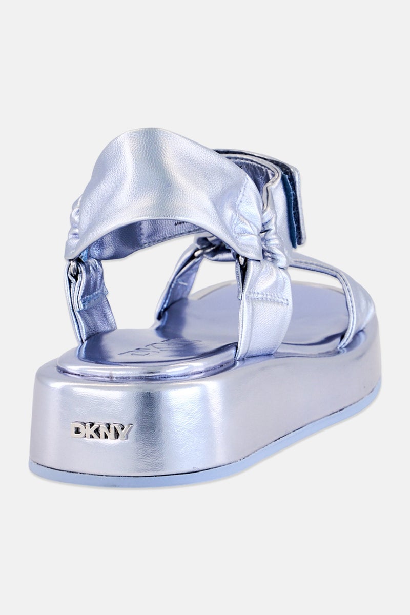 DKNY Women Lollie Velcro Closure Outdoor Sandals, Silver - Image 3